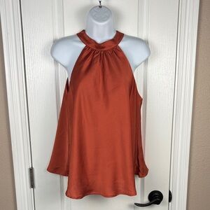 Lost + Wander Women's Flowy Neck Tie Terracotta Halter Blouse Size S NWOT